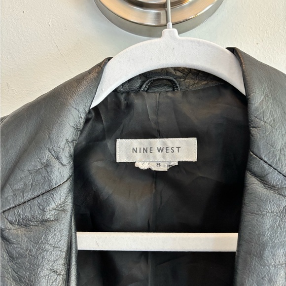 Nine West 100% Genuine Leather Black Blazer Jacket Women’s Size 8 (Medium) - Picture 2 of 8